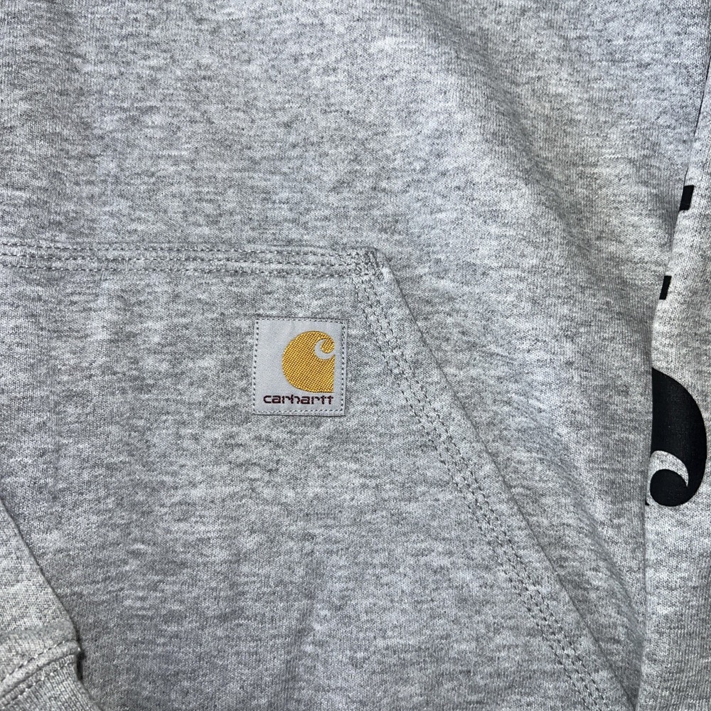 Carharrt Pouch Pocket Loose Fit Gray Men's Pullover Heavy Hoodie. Size S - Picture 2 of 8